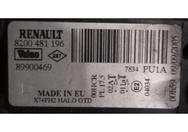 Фара ліва Renault Laguna 2, 05-07, 8200481196, 98900469